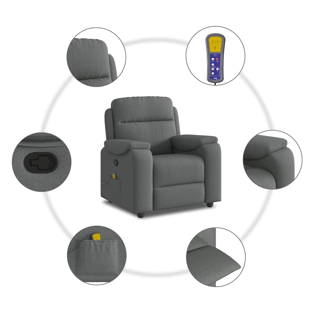 Massagestoel in donkergrijze stof