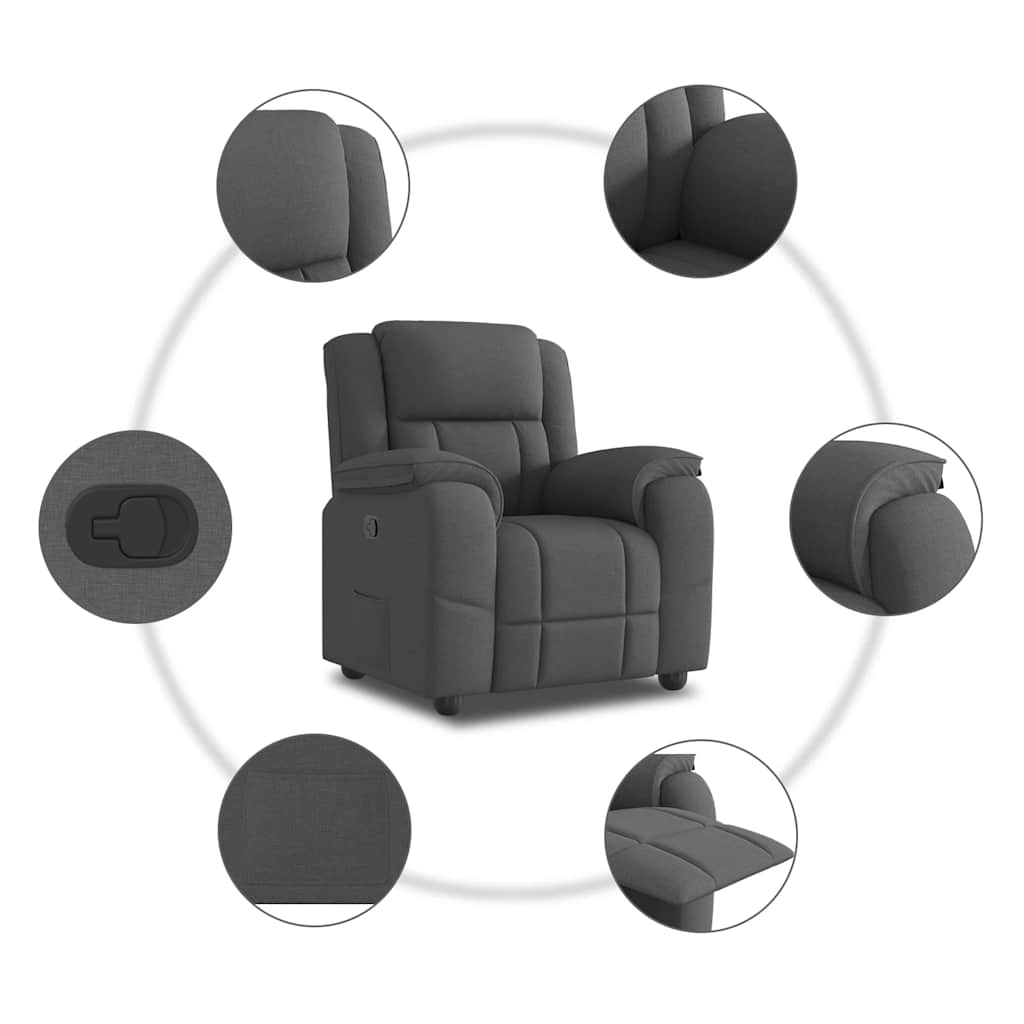 Relaxfauteuil donkergrijze stof