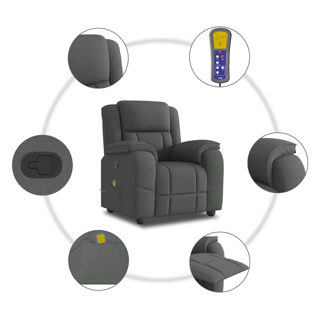 Massagestoel in donkergrijze stof