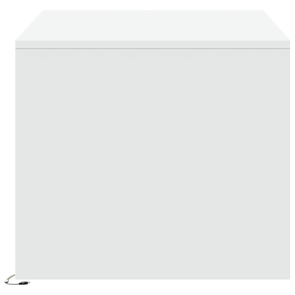 Salontafel met LED-verlichting bewerkt hout wit