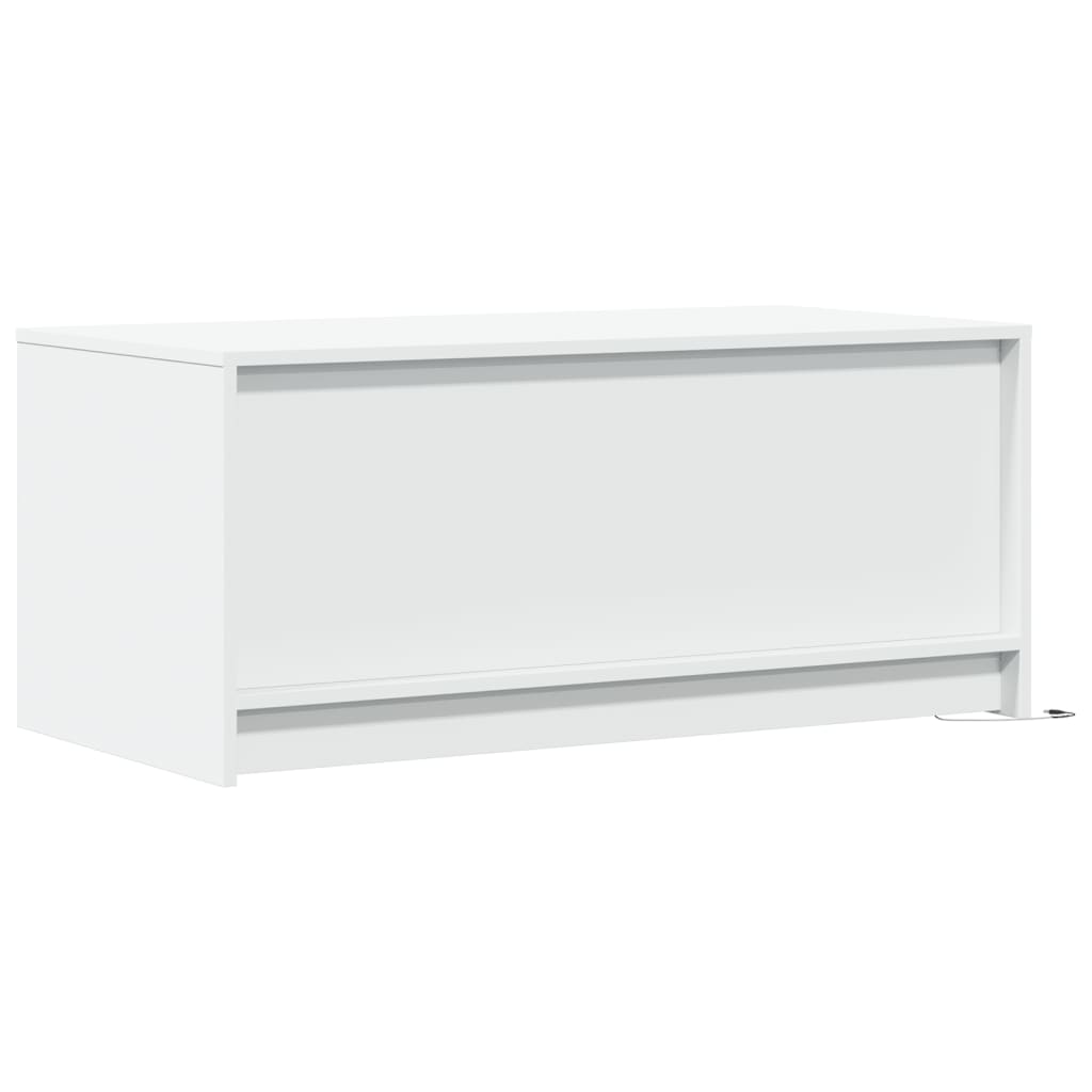 Salontafel met LED-verlichting bewerkt hout wit