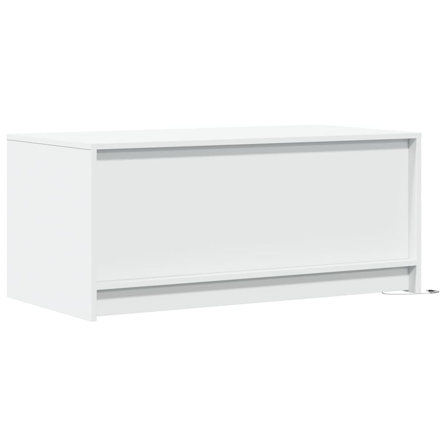 Salontafel met LED-verlichting bewerkt hout wit