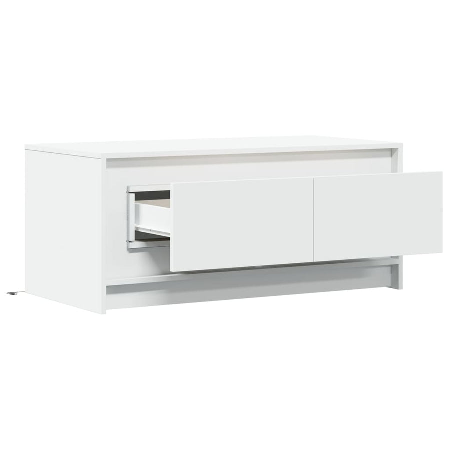 Salontafel met LED-verlichting bewerkt hout wit