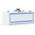 Coffee table with LED lighting, processed wood, white