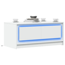 Salontafel met LED-verlichting bewerkt hout wit