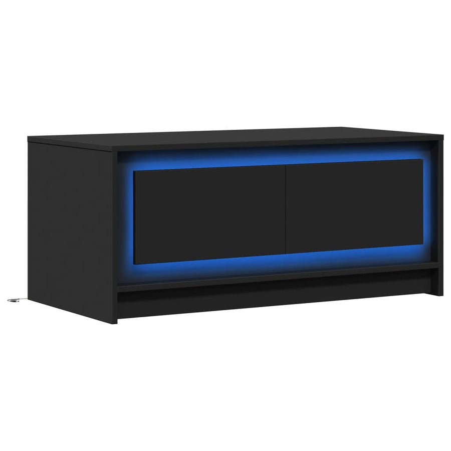 Salontafel met LED-verlichting bewerkt hout zwart