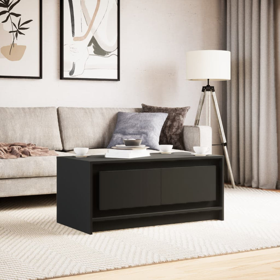 Salontafel met LED-verlichting bewerkt hout zwart