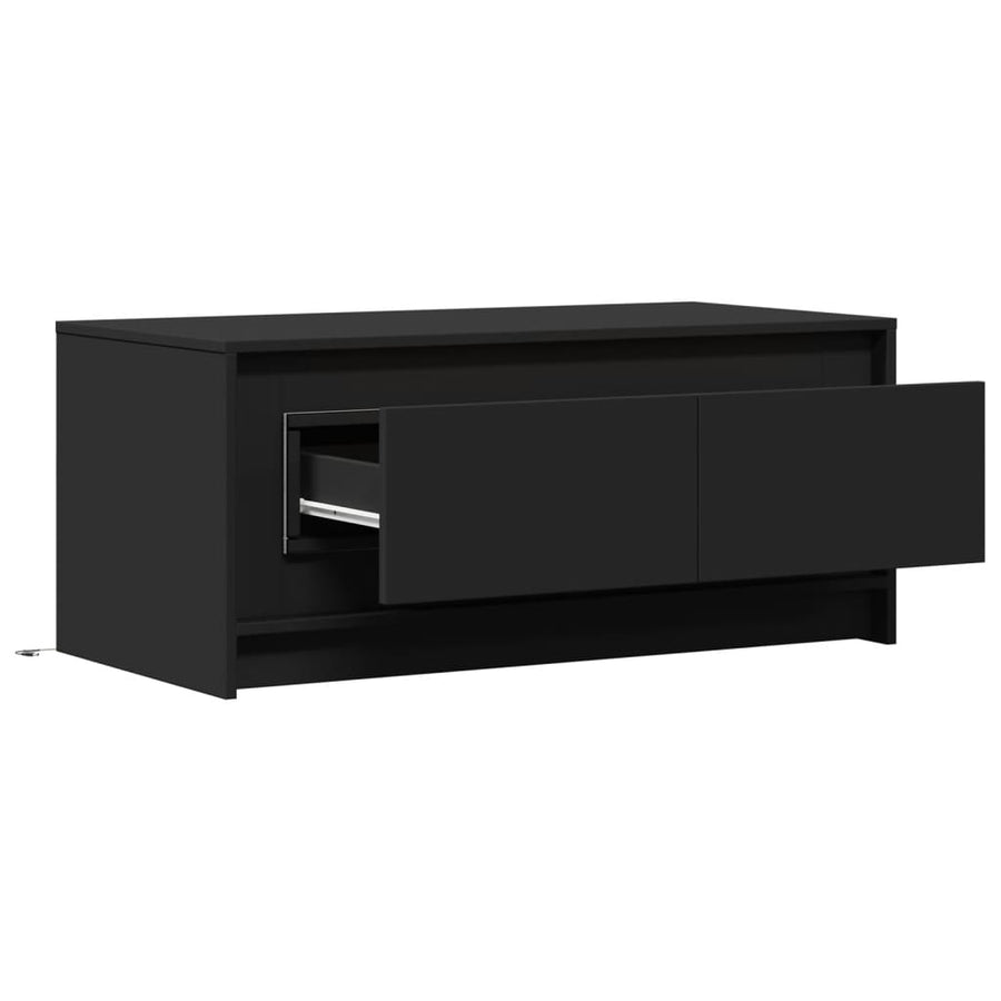 Salontafel met LED-verlichting bewerkt hout zwart