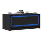 Salontafel bewerkt hout zwart met LED-verlichting 100x50x43,5 cm