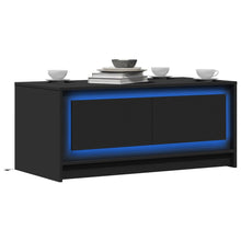 Salontafel met LED-verlichting bewerkt hout zwart