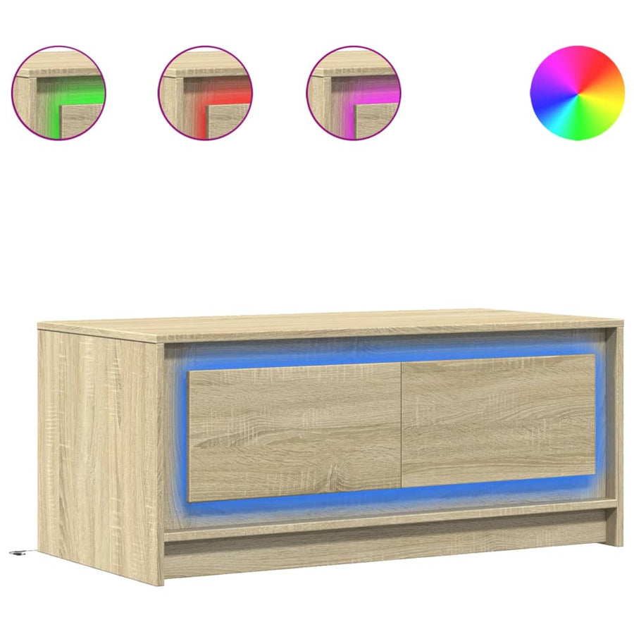 Salontafel met LED-verlichting bewerkt hout sonoma eikenkleurig