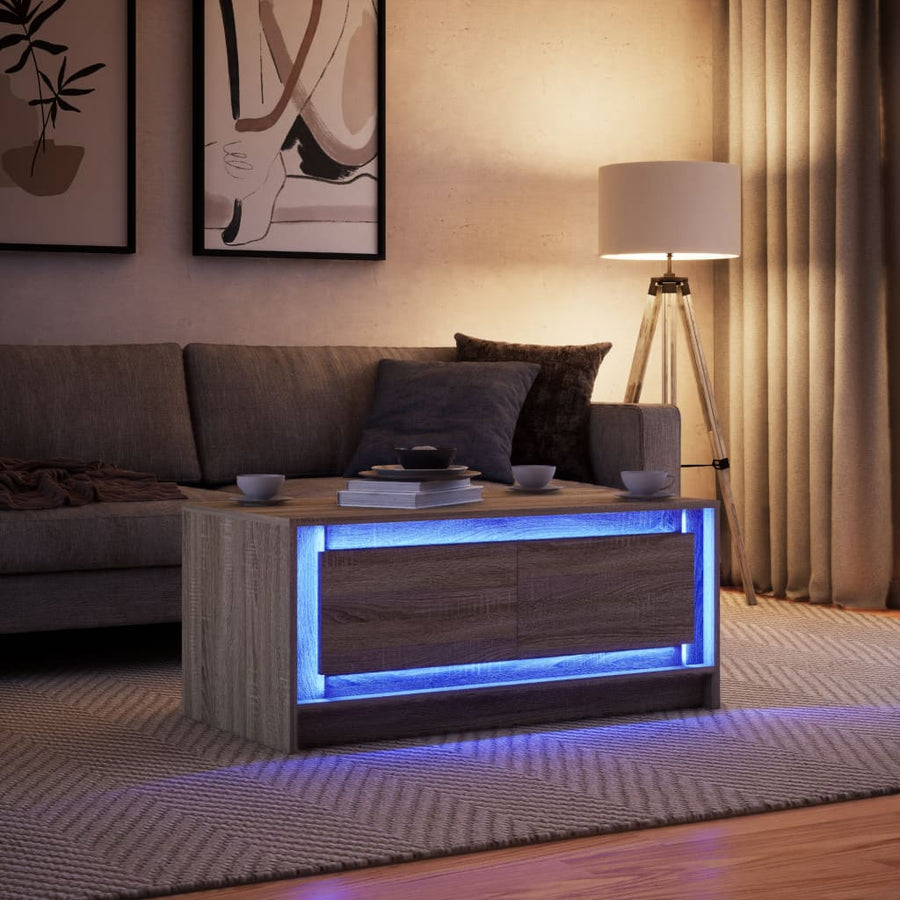 Salontafel met LED-verlichting bewerkt hout sonoma eikenkleurig