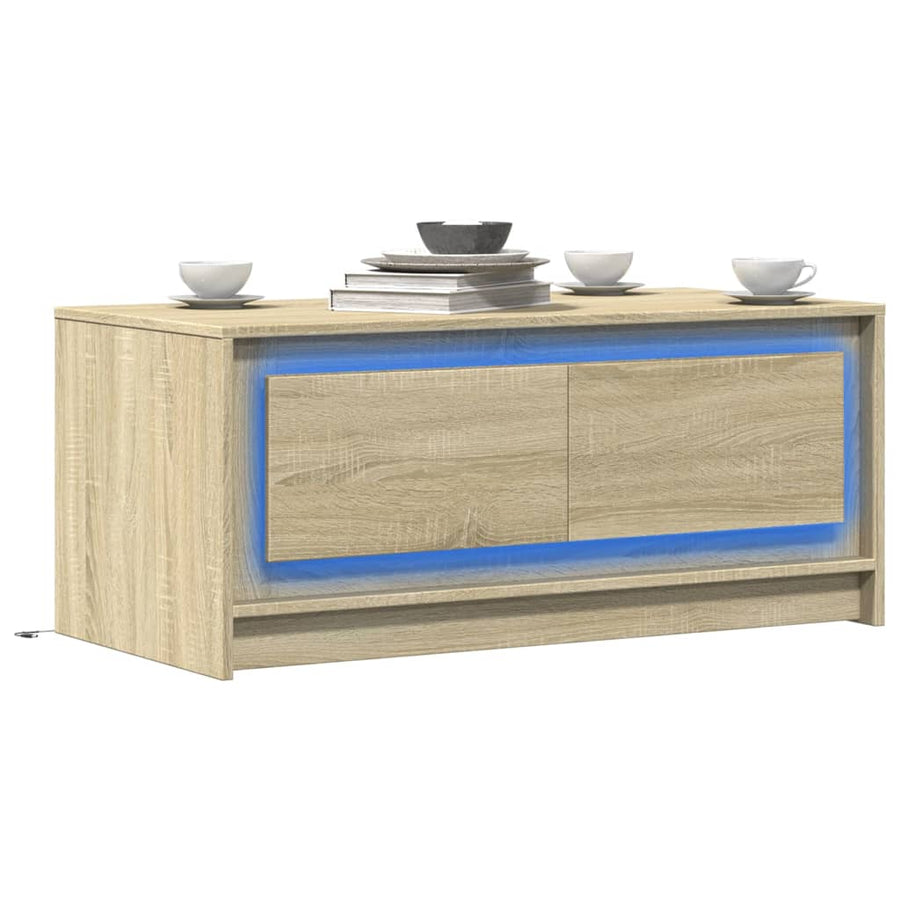 Salontafel met LED-verlichting bewerkt hout sonoma eikenkleurig