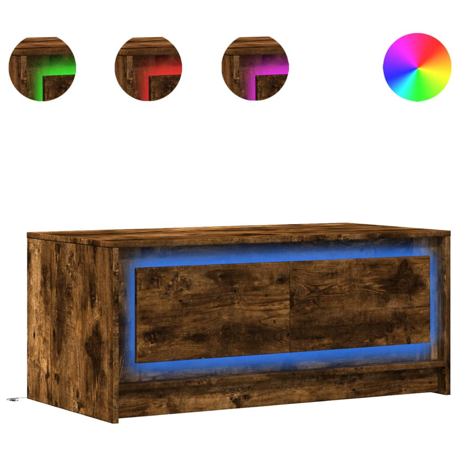 Salontafel met LED-verlichting bewerkt hout gerookt eikenkleur