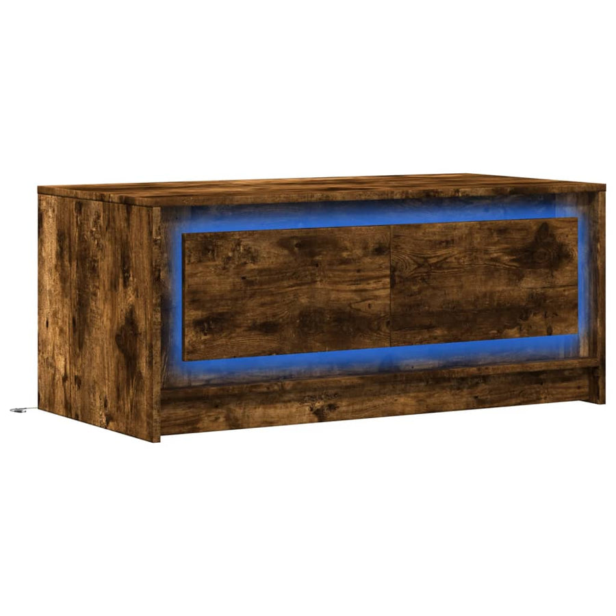 Salontafel met LED-verlichting bewerkt hout gerookt eikenkleur