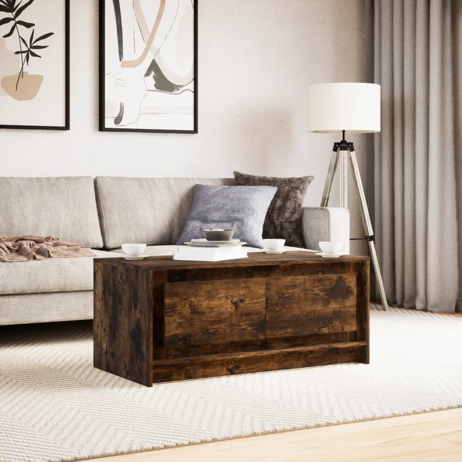 Salontafel met LED-verlichting bewerkt hout gerookt eikenkleur