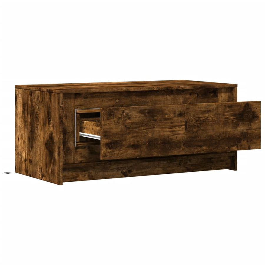 Salontafel met LED-verlichting bewerkt hout gerookt eikenkleur