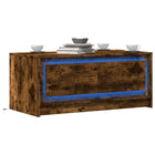 Coffee table with LED lighting treated wood smoked oak color