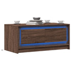 Coffee table with LED lighting processed wood brown oak color