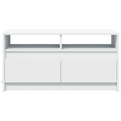 Salontafel met LED-verlichting bewerkt hout wit