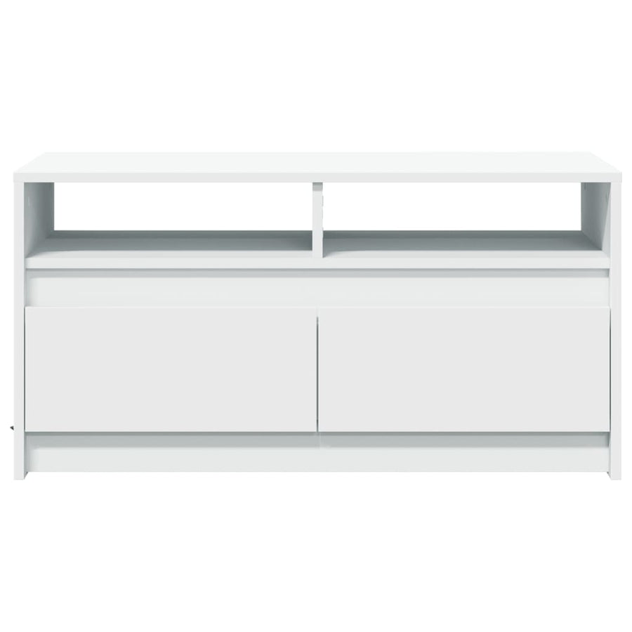 Salontafel met LED-verlichting bewerkt hout wit
