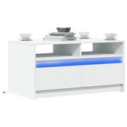 Salontafel 90x50x45,5 cm bewerkt hout wit LED