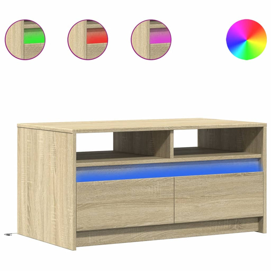 Salontafel met LED-verlichting bewerkt hout sonoma eikenkleurig