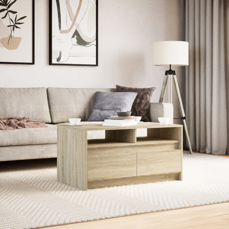 Salontafel met LED-verlichting bewerkt hout sonoma eikenkleurig