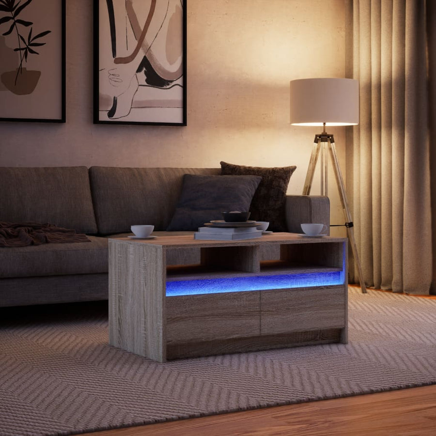 Salontafel met LED-verlichting bewerkt hout sonoma eikenkleurig