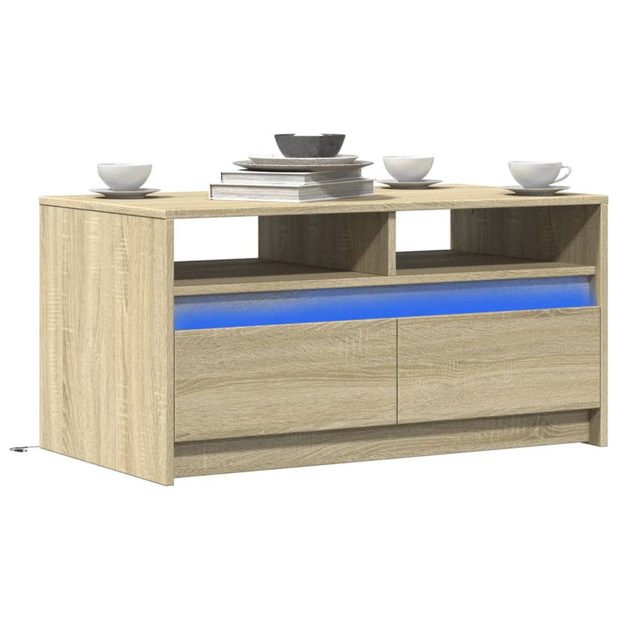 Salontafel met LED-verlichting bewerkt hout sonoma eikenkleurig