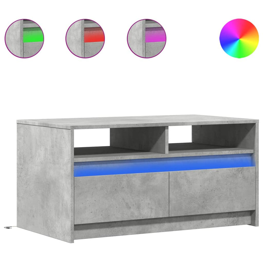 Salontafel met LED-verlichting bewerkt hout betongrijs