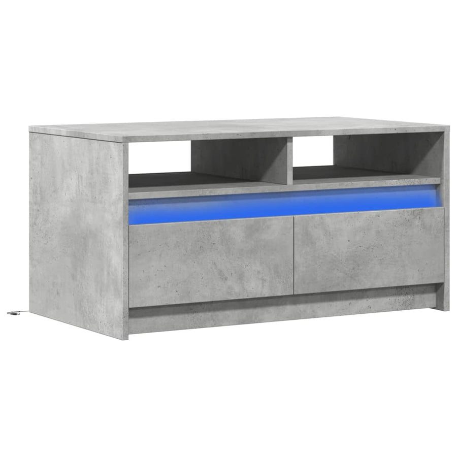 Salontafel met LED-verlichting bewerkt hout betongrijs