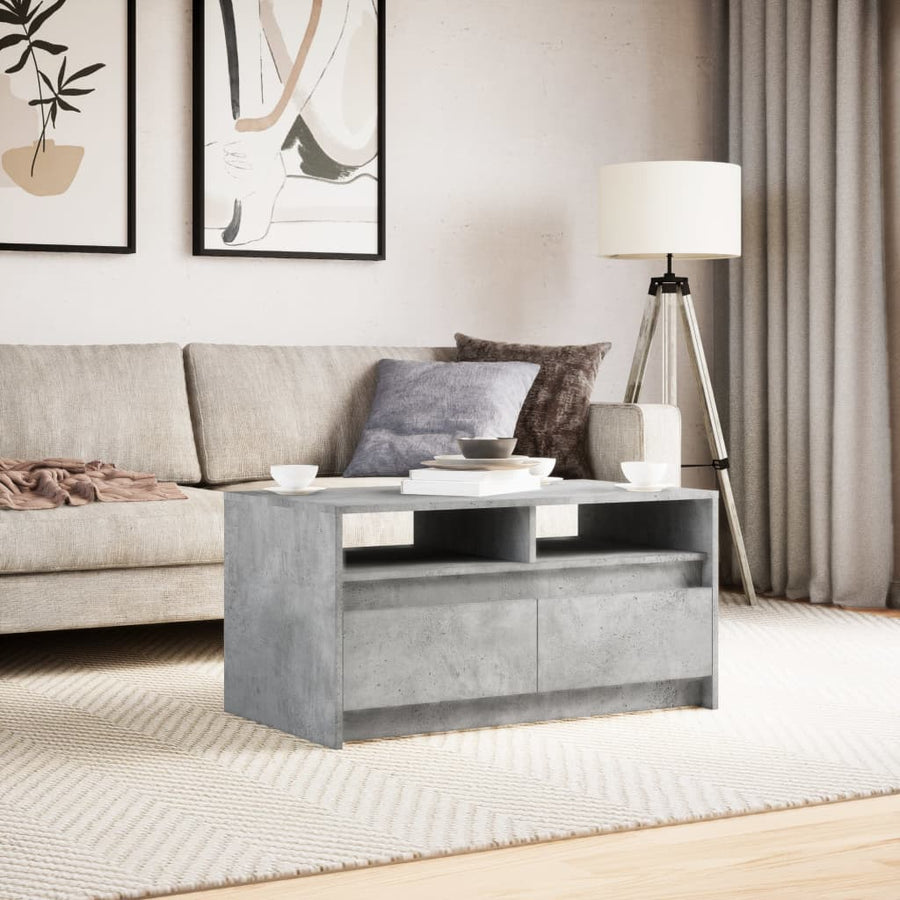 Salontafel met LED-verlichting bewerkt hout betongrijs