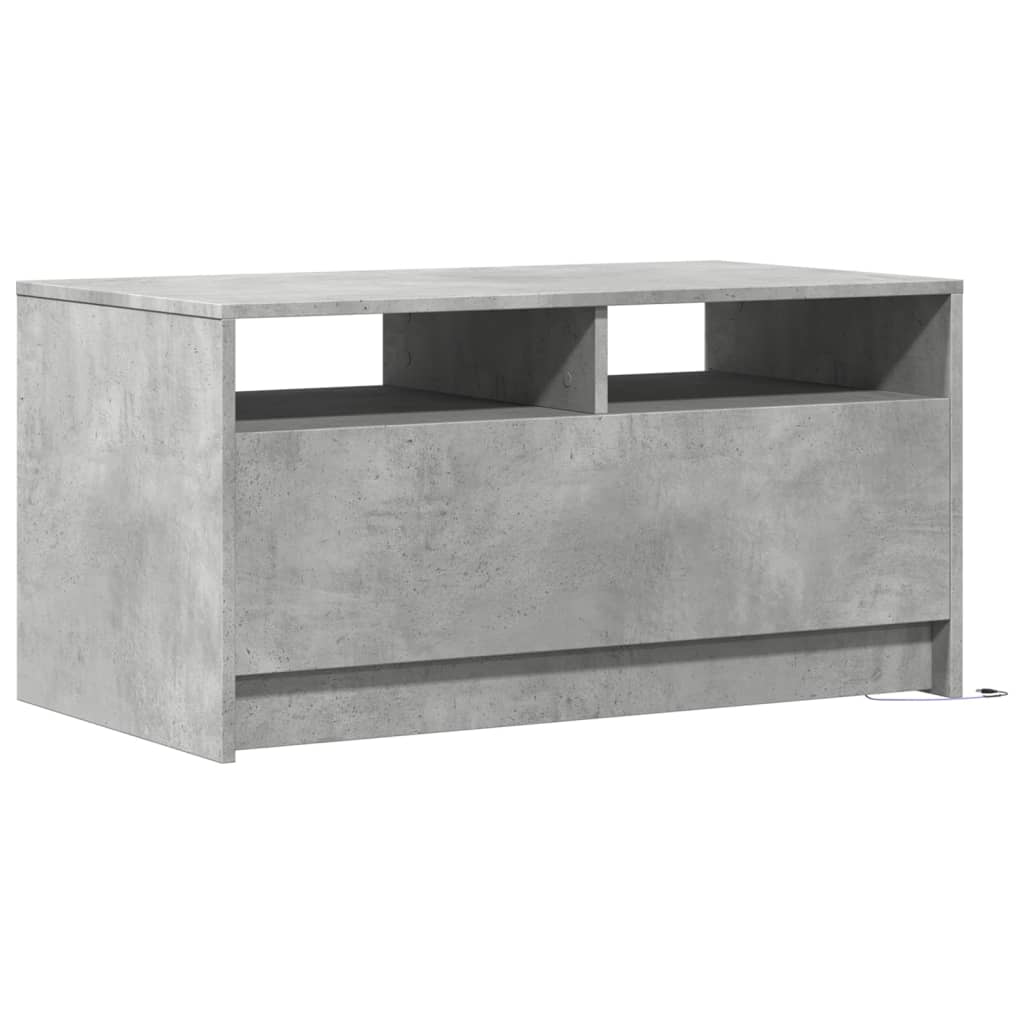 Salontafel met LED-verlichting bewerkt hout betongrijs