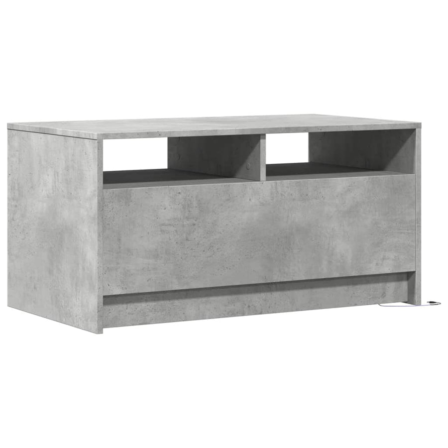 Salontafel met LED-verlichting bewerkt hout betongrijs