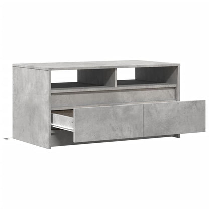 Salontafel met LED-verlichting bewerkt hout betongrijs
