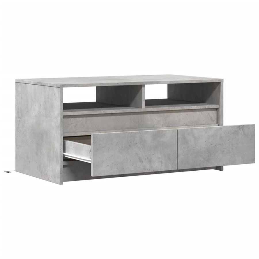 Salontafel met LED-verlichting bewerkt hout betongrijs