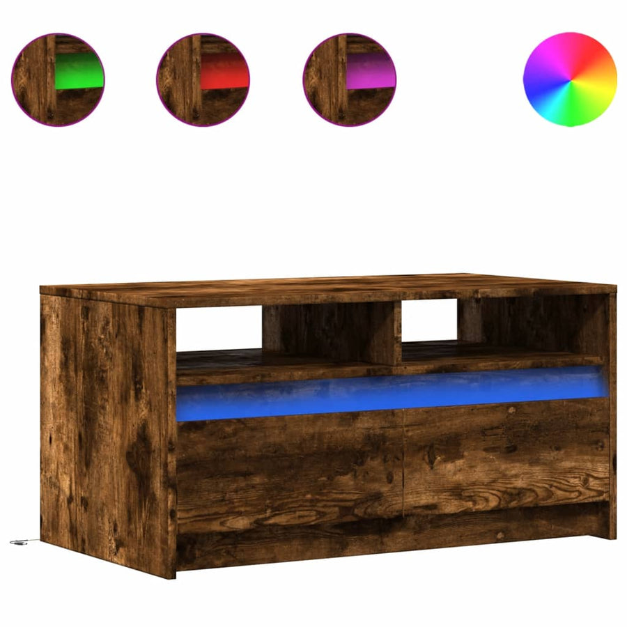 Salontafel met LED-verlichting bewerkt hout gerookt eikenkleur