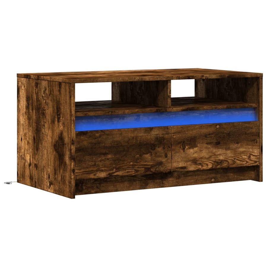 Salontafel met LED-verlichting bewerkt hout gerookt eikenkleur