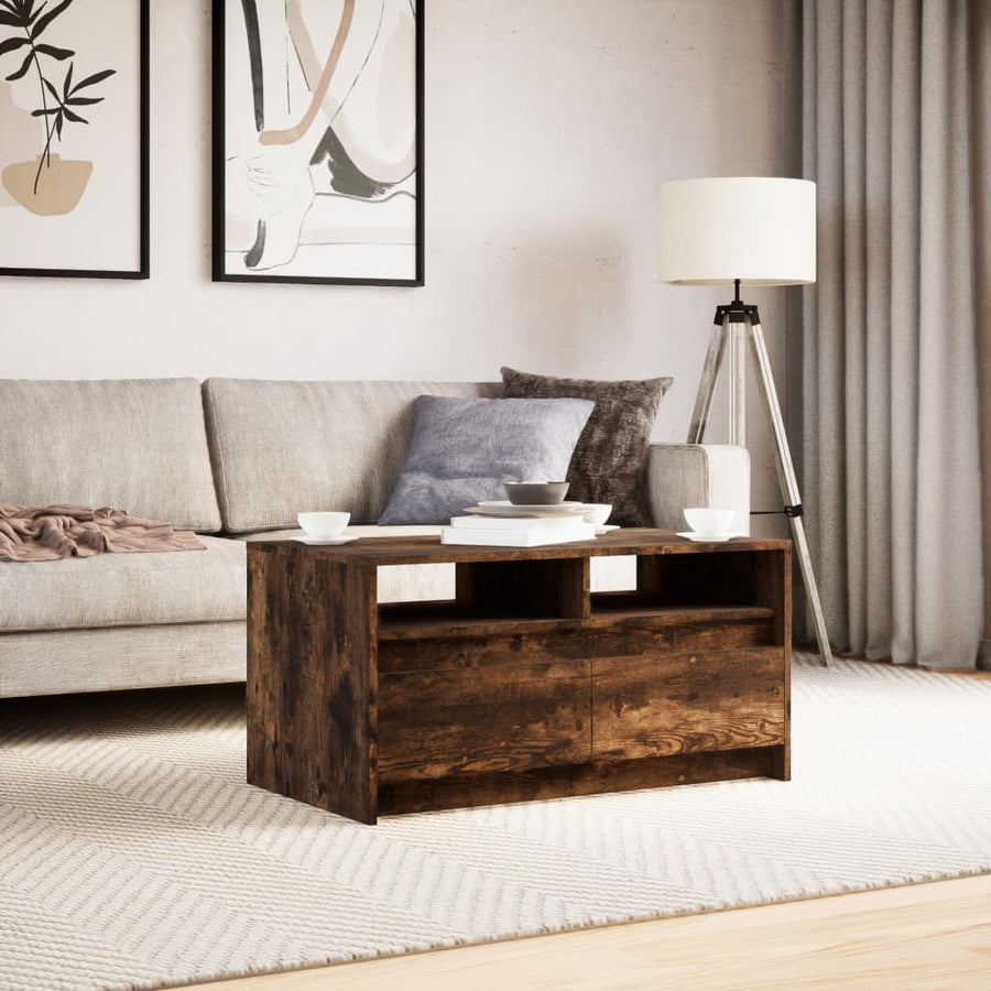 Salontafel met LED-verlichting bewerkt hout gerookt eikenkleur