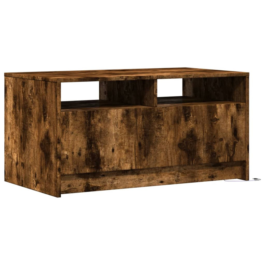 Salontafel met LED-verlichting bewerkt hout gerookt eikenkleur