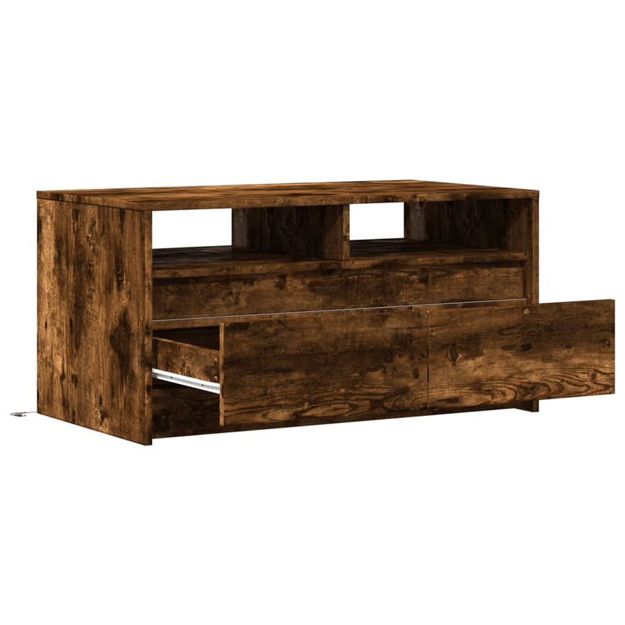 Salontafel met LED-verlichting bewerkt hout gerookt eikenkleur