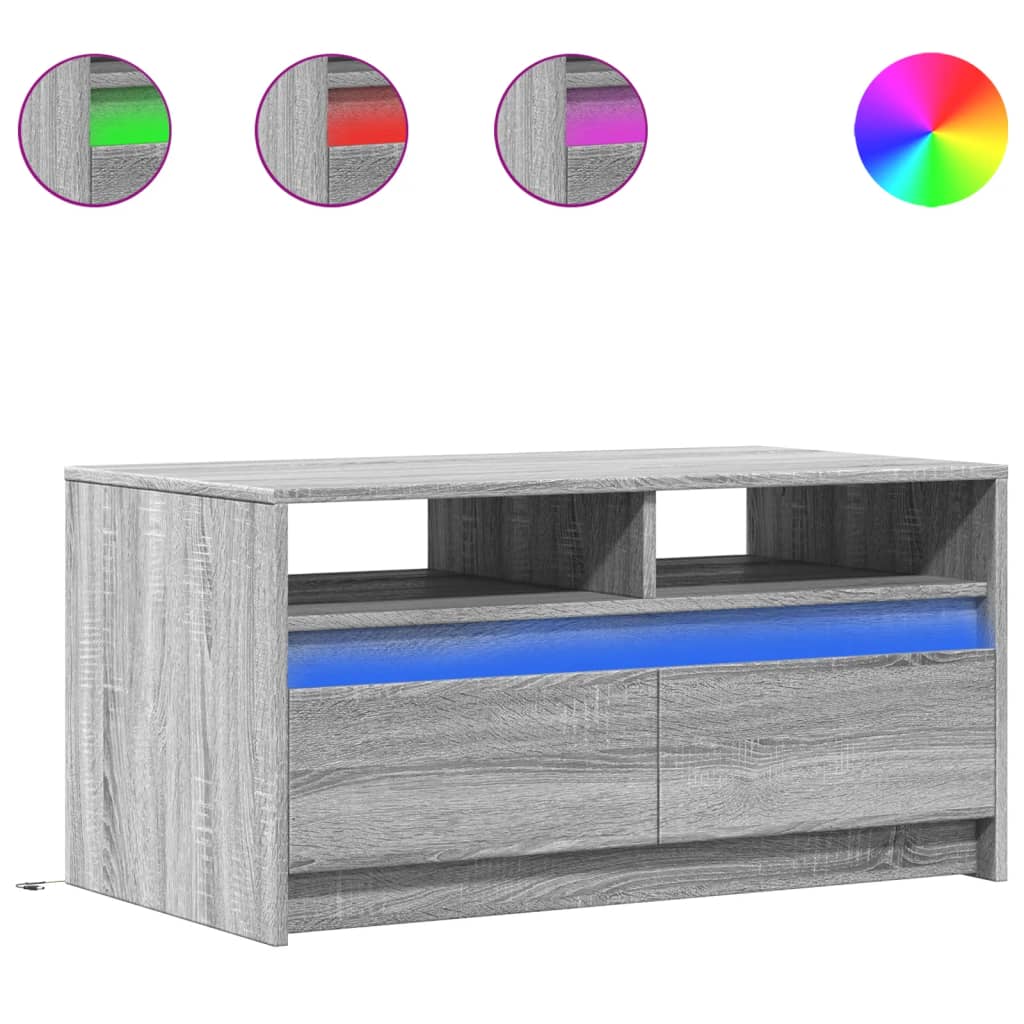 Salontafel met LED-verlichting bewerkt hout grijs sonoma eiken