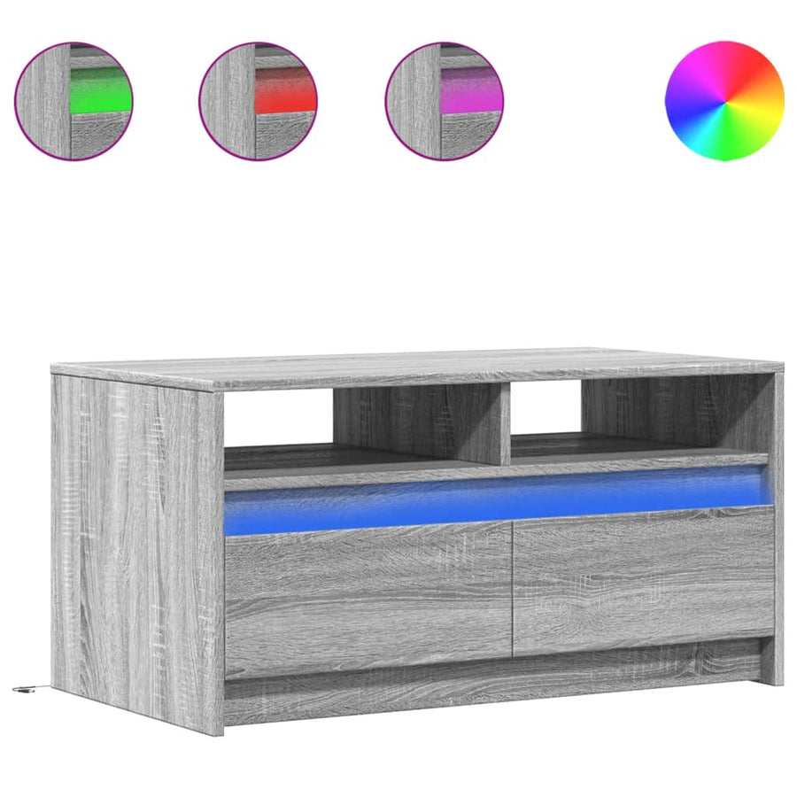 Salontafel met LED-verlichting bewerkt hout grijs sonoma eiken