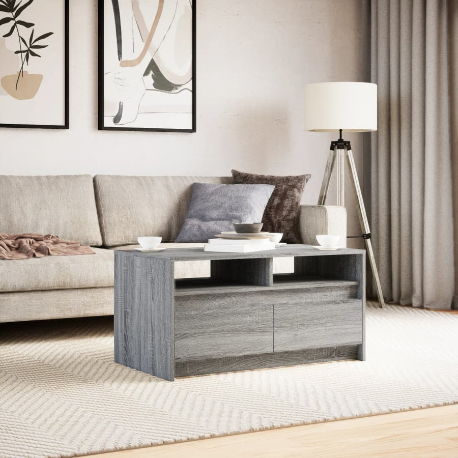Salontafel met LED-verlichting bewerkt hout grijs sonoma eiken
