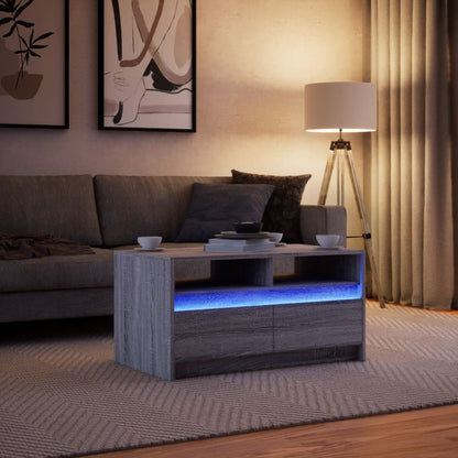 Salontafel met LED-verlichting bewerkt hout grijs sonoma eiken