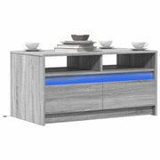 Salontafel 90x50x45,5 cm bewerkt hout grijs sonoma eiken LED