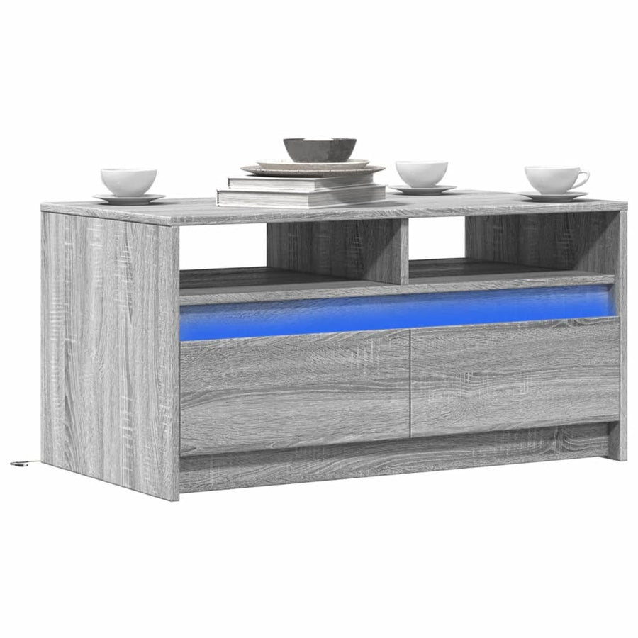 Salontafel met LED-verlichting bewerkt hout grijs sonoma eiken