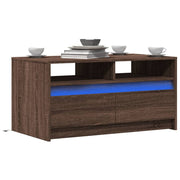 Salontafel bewerkt hout 90x50x45.5 cm bruin eikenkleur