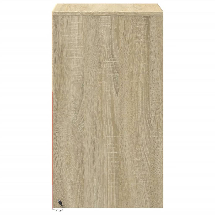 Nachtkastje met LED-verlichting bewerkt hout sonoma eikenkleur